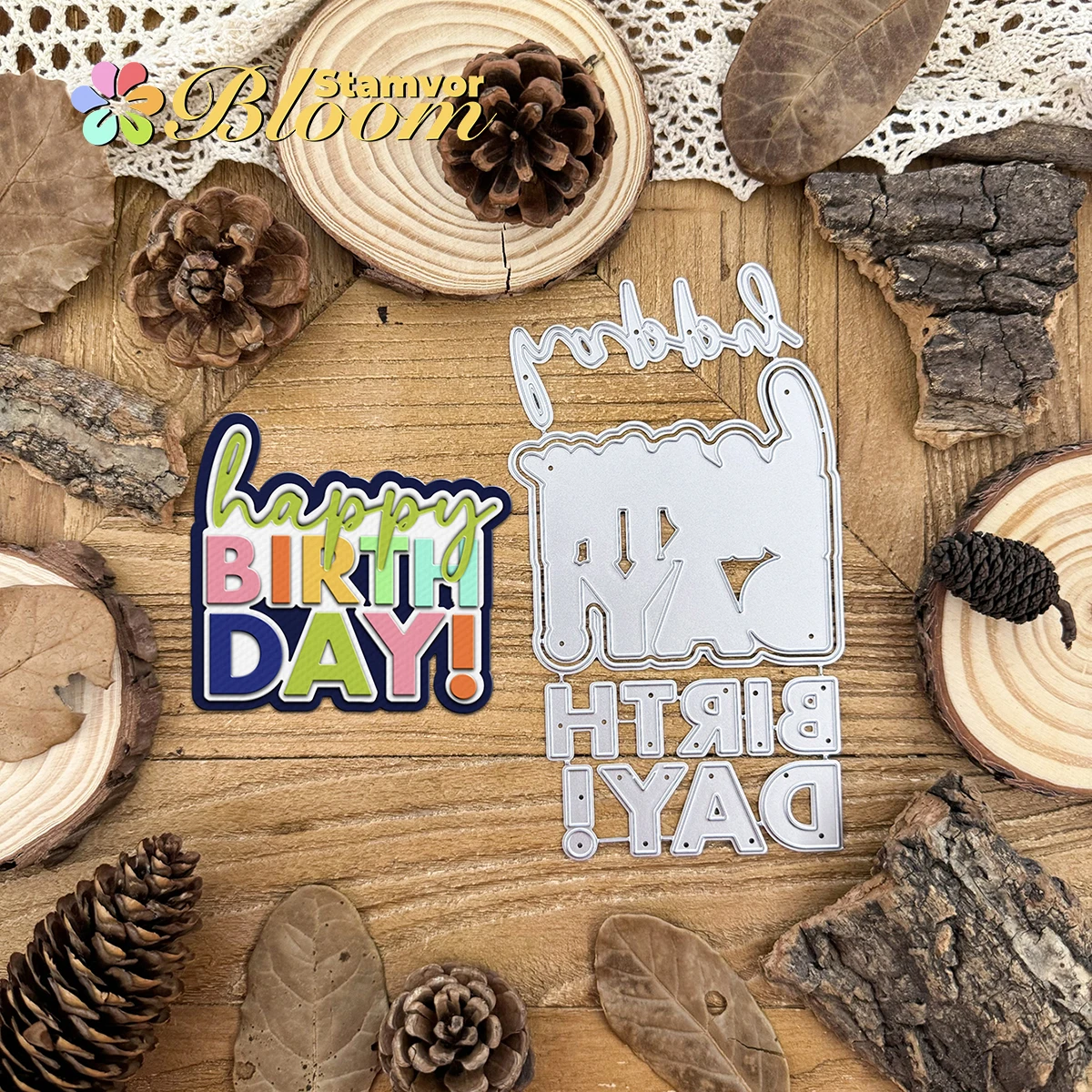 Original HAPPY BIRTHDAY Titel Worte Metall-Stanzformen für Scrapbooking, dekorative Prägung
