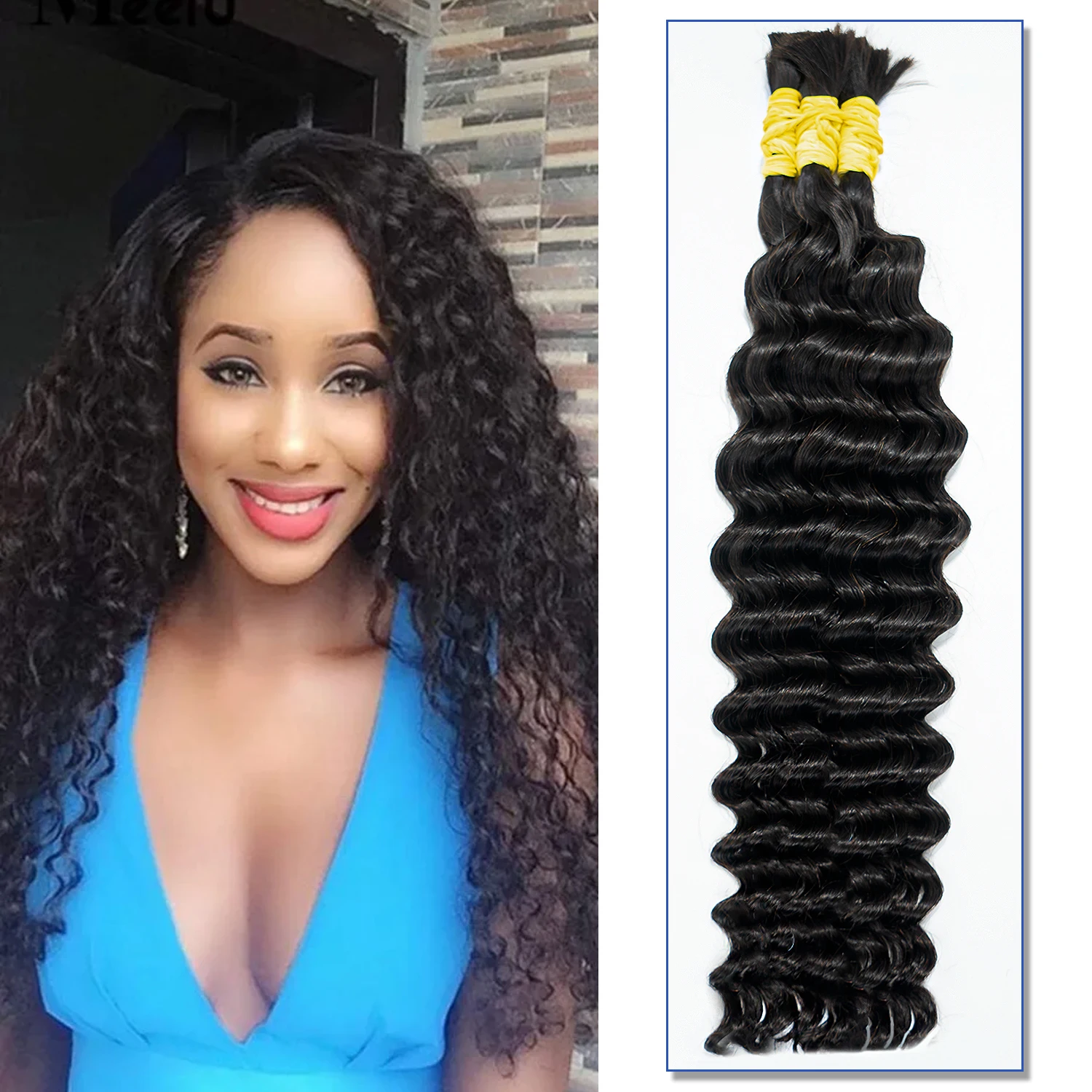 No Weft Human Hair Bulk Extension Deep Wave 70cm Long Straight Original Remy Hair Bulk For Braiding 100% Unprocessed 18-30inches