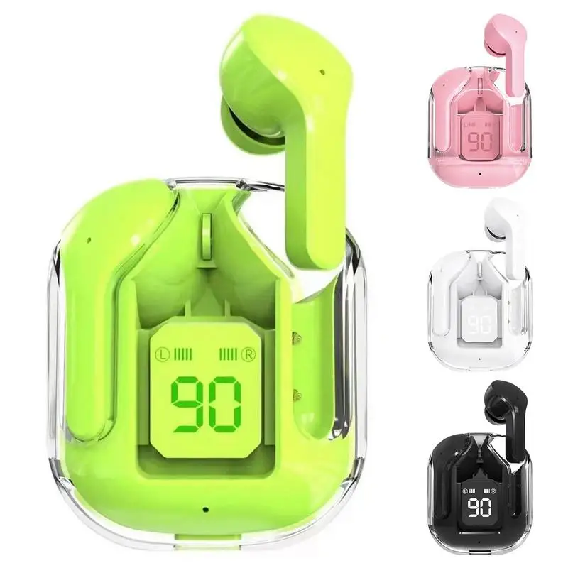 Case LED Digital Crystal Pods Wireless Earphones Waterproof Noise Canceling Bluetooths Sports Headset LED Display Stable