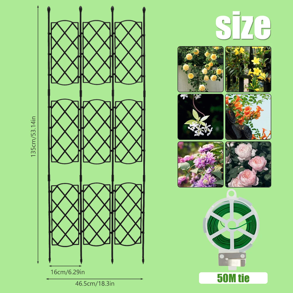 Garden Trellis for Climbing Plants Outdoor 46X135cm Plant Trellis Frame DIY Garden Decor Plant Support Screen For Flowers Vine