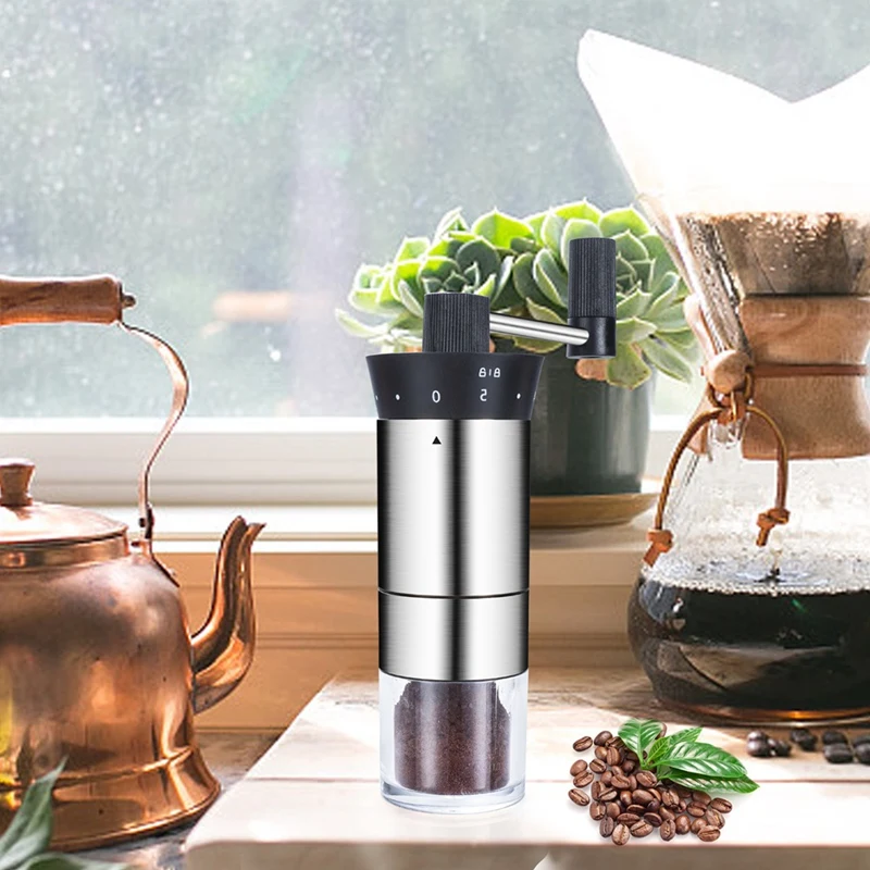 ABDJ-เครื่องบดกาแฟสแตนเลสแบบแมนนวล-เครื่องบดมือหมุนแบบปรับได้สําหรับการต้มเบียร์ที่แม่นยํา, แบบพกพาสําหรับการตั้งแคมป์และการเดินทาง