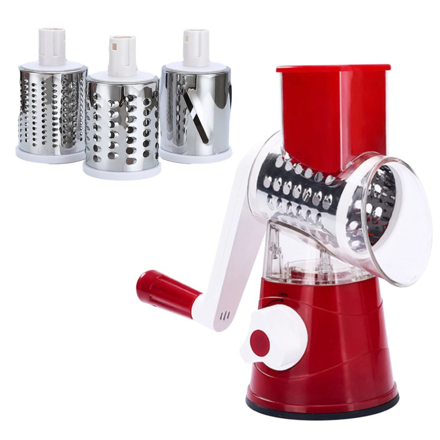 Rotary Cheese Grater Cheese Shredder Kitchen Manual Cheese Grater with Handle Vegetable Slicer Nuts Grinder 3 Replaceable Drum B