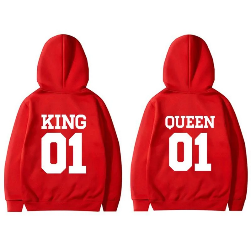 Couple Fashion King 01 Queen 01 Matching Sweatshirt Lovers Streetwear Personality Hoodies Sweatshirt Gift for Valentine\'s Day