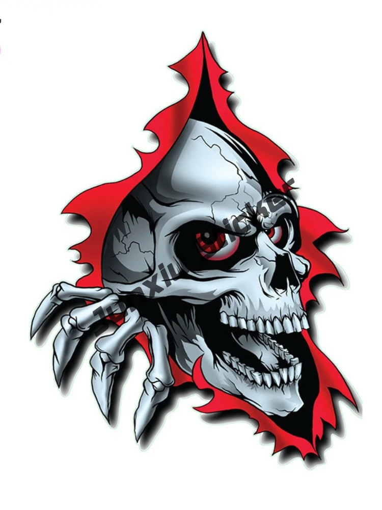 V1622# Car Sticker Creative Skull Sticker Torn Metal Skull Vinyl Decal Suitable For Motorcycle Car Bumper Trunk Window