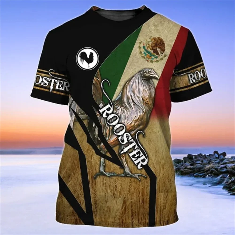 Mexico National Flag Print Men T Shirt Fashion 3D Eagle Pattern Short Sleeve Oversized T-shirt Casual O-neck Tee Sports Clothing