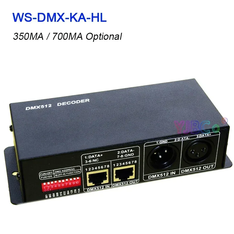 

12 В 24 В 3CH DMX512 декодер 350MA 700MA диммер постоянного тока 3 канала RGB контроллер для светодиодной ленты, модуль освещения WS-DMX-KA-HL