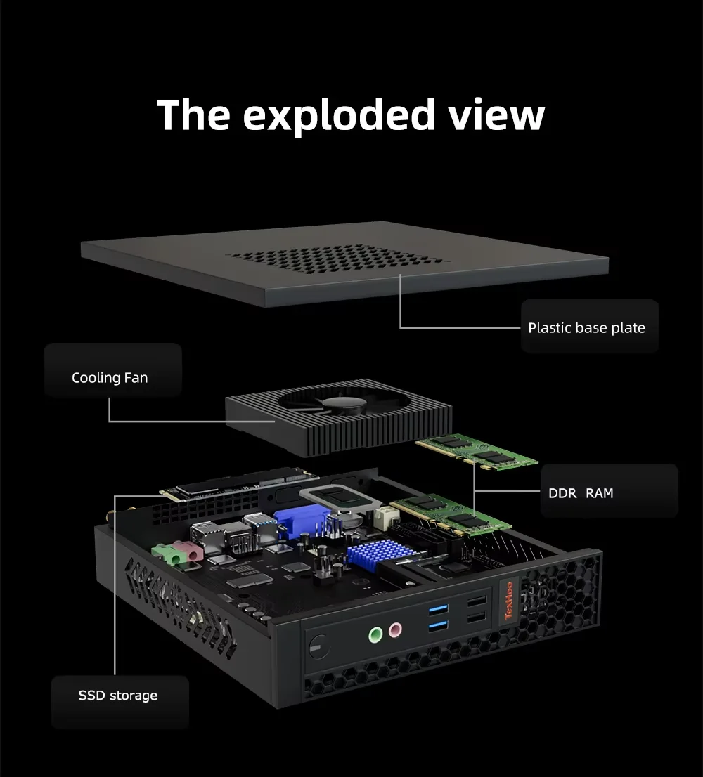 TexHoo Mini PC Intel Core I7 I5 I3 Dual Band WiFi5 BT4.2 RAM 8GB SSD SATA 256G 512GB Desktop 특가 미니pc Gaming Computer 8USB ports