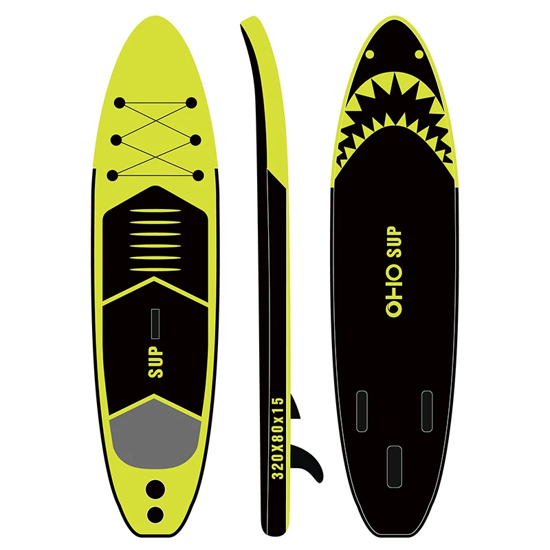 OHO Low Price  Inflatable Surfboard 10.5ft Double Layer SUP Sea Shark Paddle Board Windsurf Surfing Yoga Board With Pump