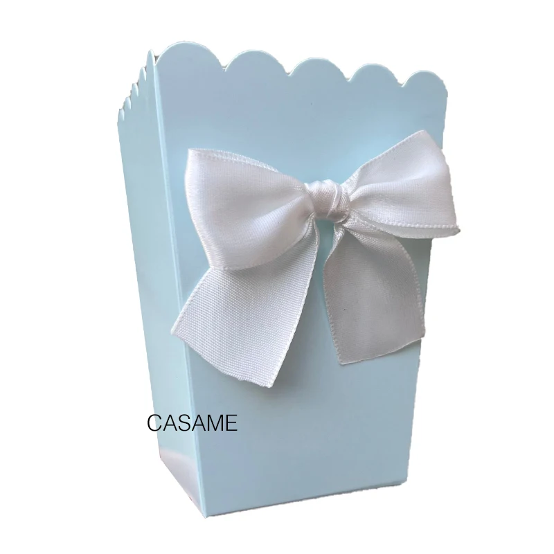 Cajas de palomitas de maíz con lazo, bolsa de papel, caja de favores para Baby Shower, fiesta de cumpleaños, suministros de mesa, boda, 6 piezas
