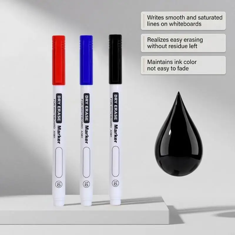 3Pcs Double Tip Whiteboard Markers With Fine/Broad Tip Water Based Inks Erasable Markers for Offices School Classroom 