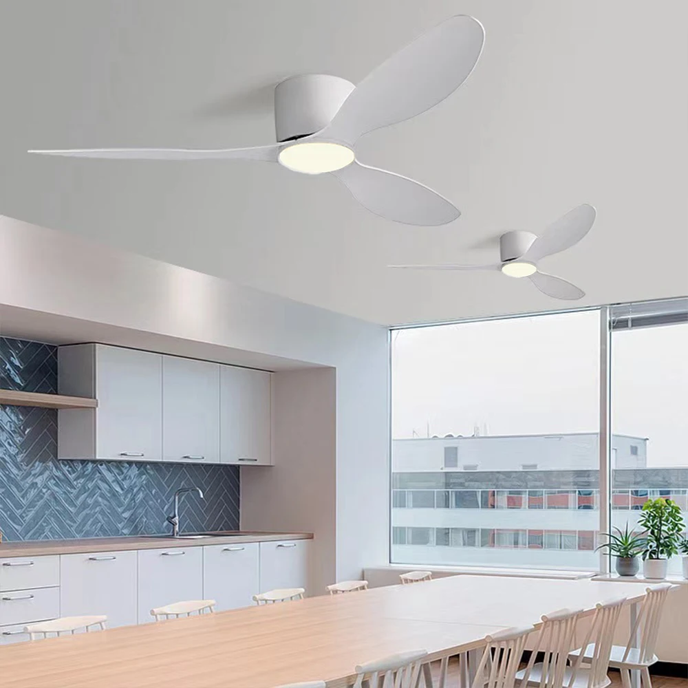 

Современный потолочный вентилятор со светодиодной подсветкой, двигателем постоянного тока, большим объемом воздухопотоки, пультом дистанционного управления, 3 цветами и 6 скоростями для кухни, спальни, столовой, патио.