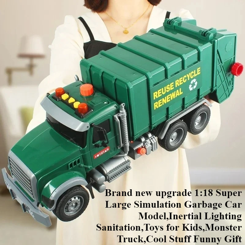 

Крутые вещи, игрушечный автомобиль, забавный подарок-супер большая имитация мусорной машины, санитарное освещение, игрушки для детей, монстр-грузовик