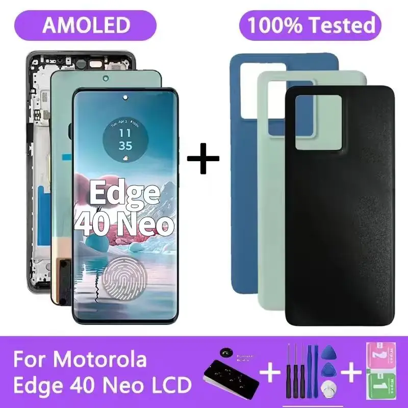 �y�Z�[�����z6.55 ''AMOLED Edge40 Neo �f�B�X�v���C�w��F�ؕt�����g���[���G�b�W 40 Neo �t�� XT2307-1 �f�B�X�v���C�^�b�`�X�N���[���f�W�^�C�U�A�Z���u��