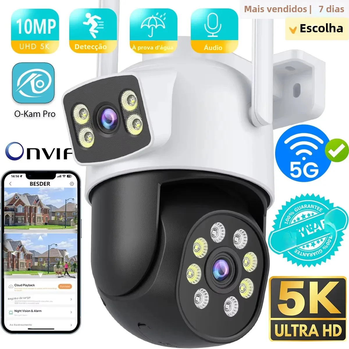 10mp 5k ptz wifi câmera ip proteção de segurança tela lente dupla cor visão noturna trilha automática cctv câmera vigilância O-KAM pro