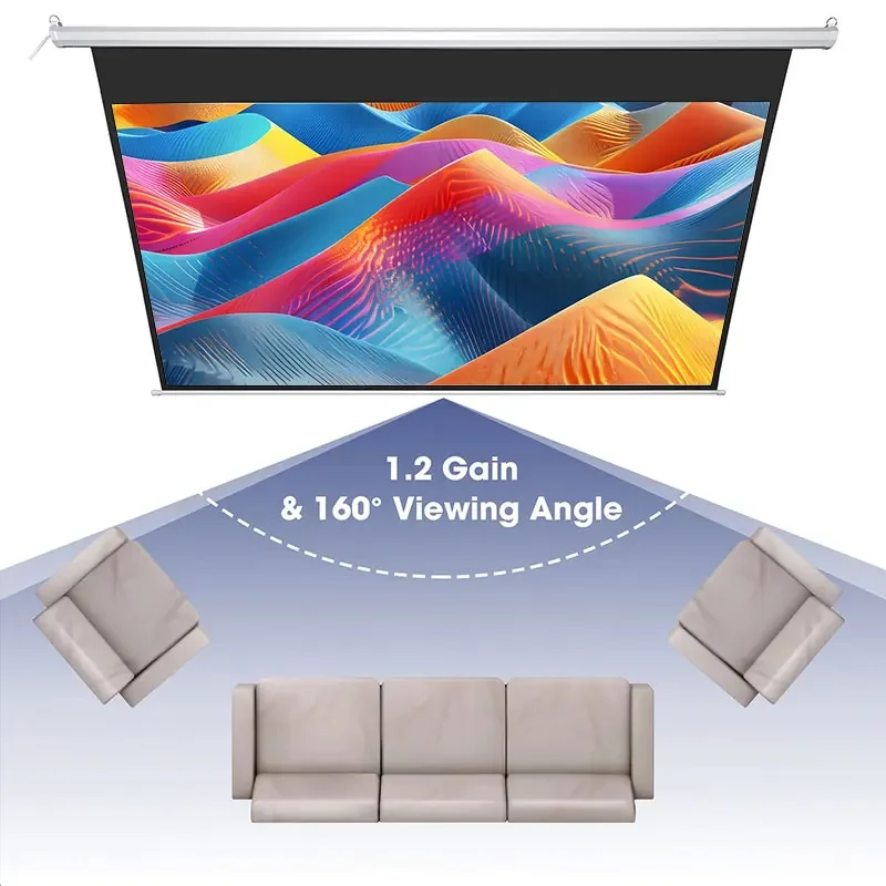 120 Inch Electric Curtain Projection Remote Control Projector Screen