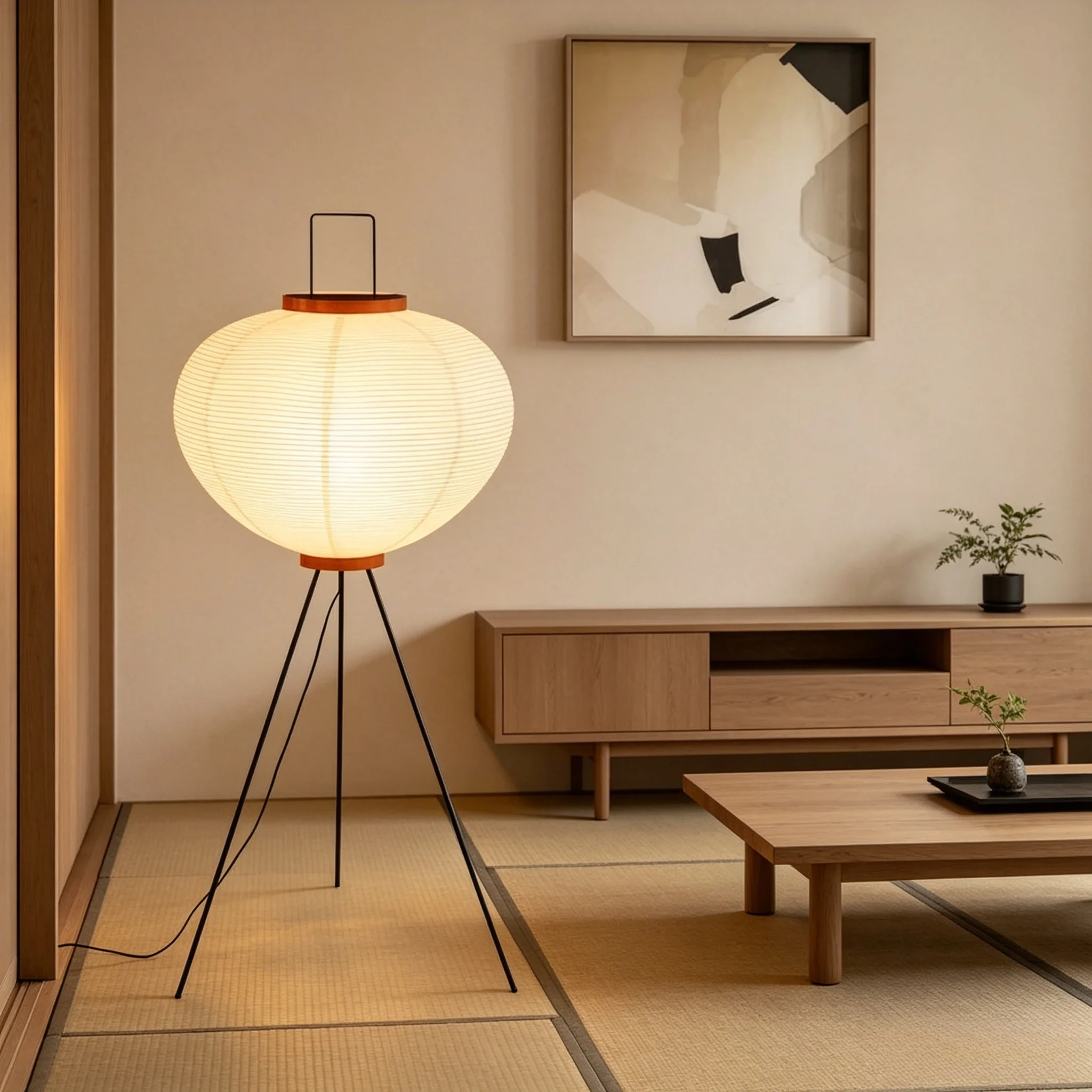 Japanese Rice Paper Floor Lamp Wabi Sabi Vintage Standing Light for Living Room Bedroom Home Decor Bedside E27 Warm Lighting