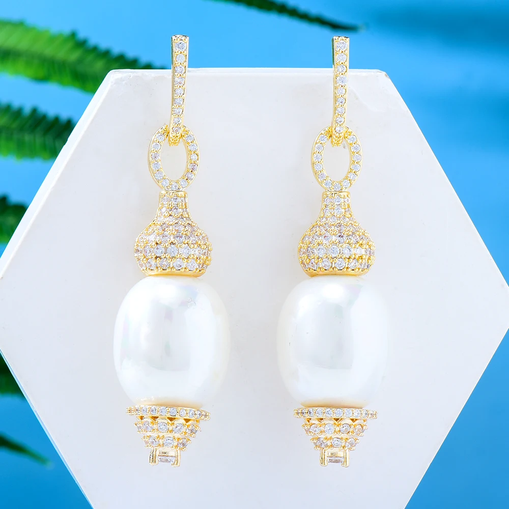 

Kellybola New DIY Shiny CZ Pearl Earrings For Women Bridal Wedding Girl Daily Surper Jewelry High Quality Hot Romantic