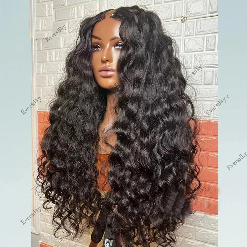 

30inches Long Wavy V Part Wigs Human Hair Brazilian Remy Hair UPart Wig Loose Deep Wave Glueless 250 Density U Shaped For Women