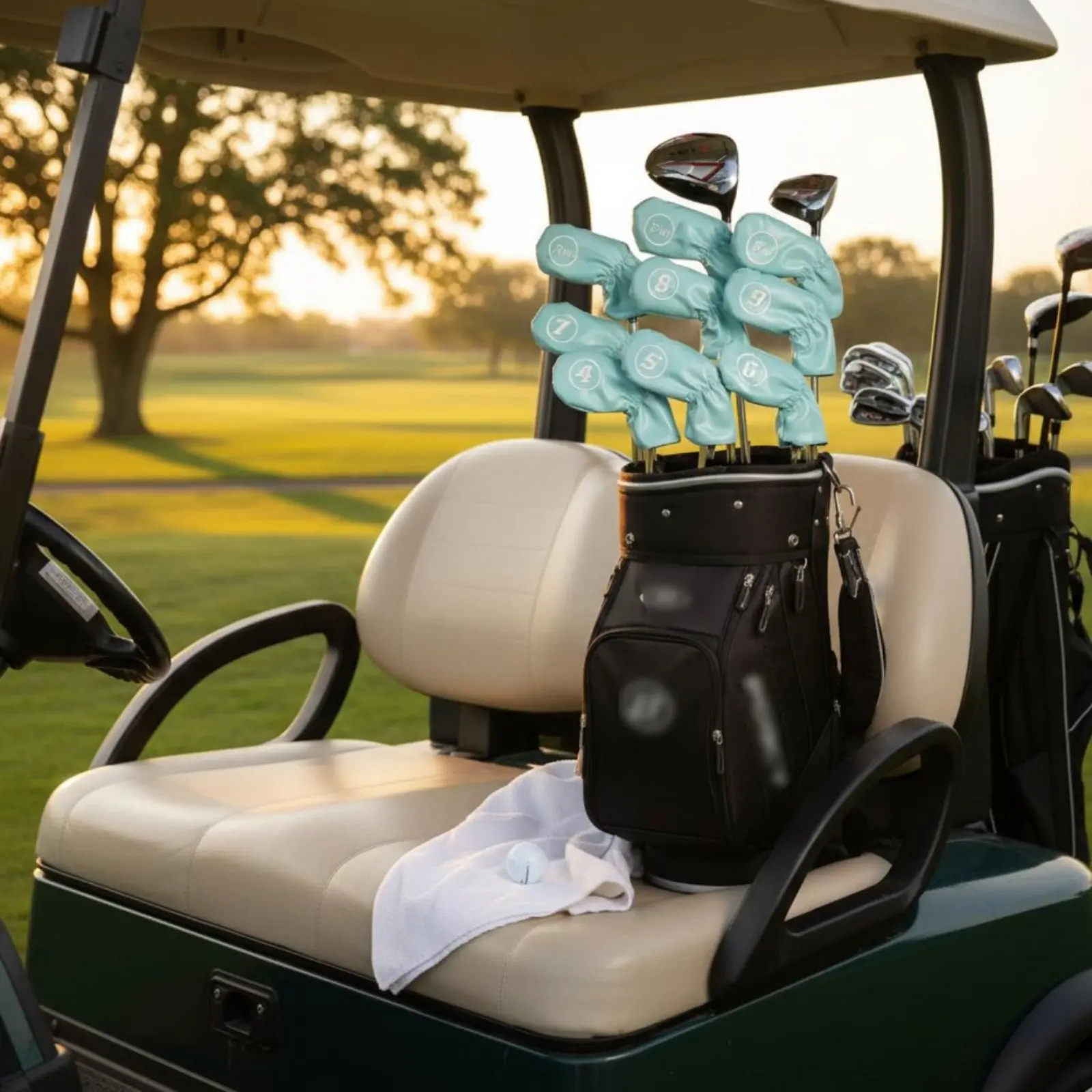 

9 Pieces Links Iron Headcover Set Waterproof Numbered Iron Protectors PU Leather Links Club Protectors Soft Lined for Golfers