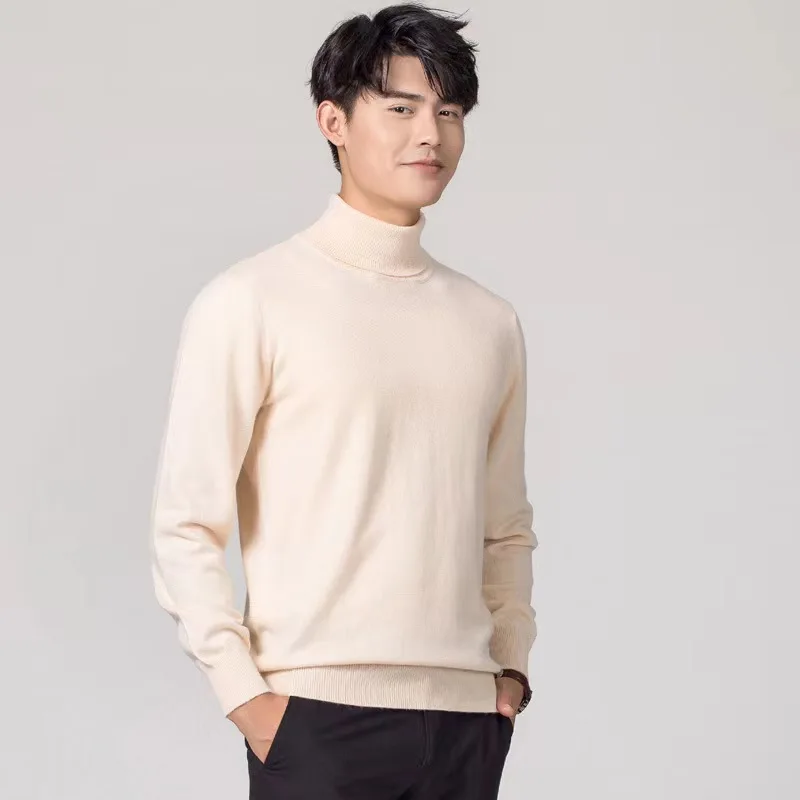 Autumn and Winter Cashmere Sweater Men\'s Pullover Half High Collar Soft and Warm Pullover Knitted Sweater Men\'s Sweater