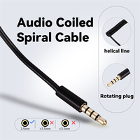 3.5mm Male to Male Jack 4 Pole Extension Aux Audio Coiled Spiral Cable 1.5M HOT