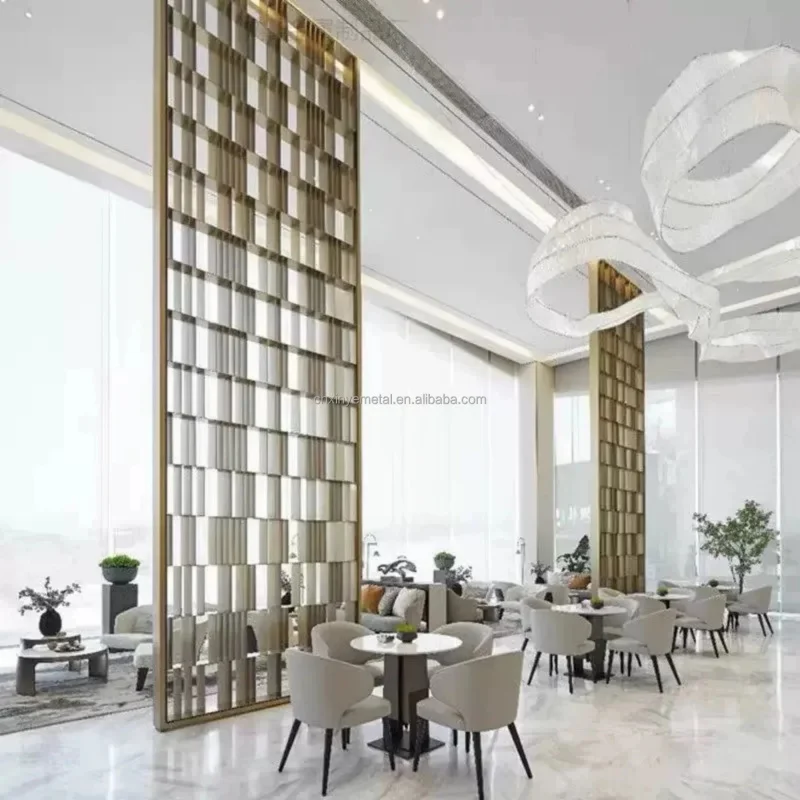 custom.Modern Luxury Stainless Steel Screen Room Divider Laser-Cut Wall Panel 8K Mirror PVD Plating Customizable Disassem