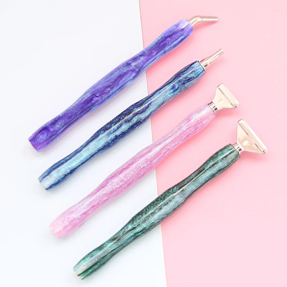 1Set 5D Resin Diamond Painting Pen With Metal Replacement Pen Heads Multi Placers Point Drill Pens for DIY Diamond Nail Art Tool