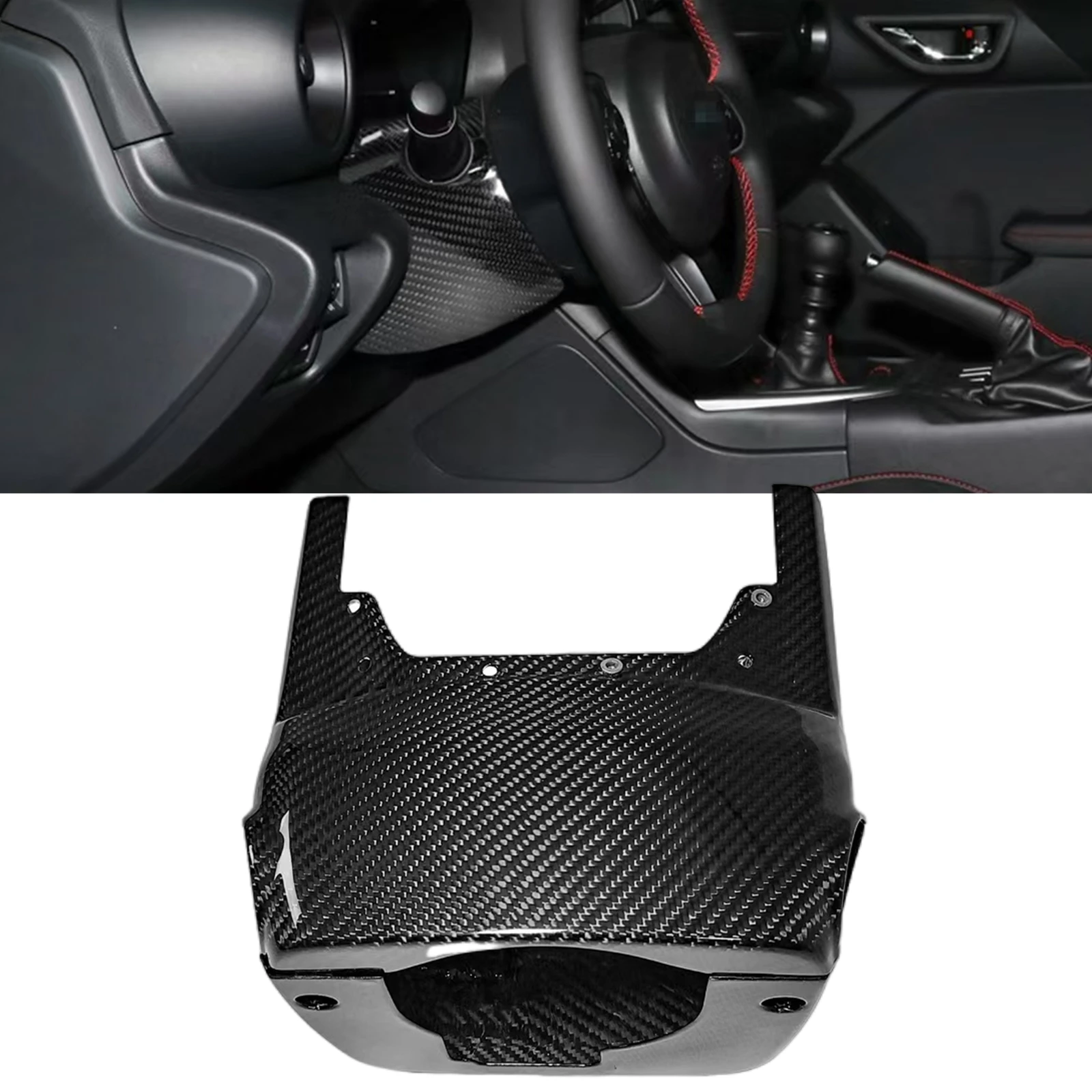 Carbon Fiber Interior Steering Wheel Base Pillar Column Protective Cover Trim For Subaru BRZ Toyota GR86 2022-2025 Coupe 2-Door