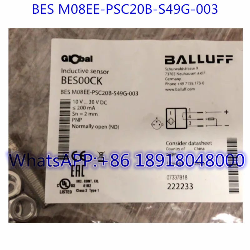 

Brand New BES00CK Inductive Proximity Switch BES M08EE-PSC20B-S49G-003 Fast Shipping