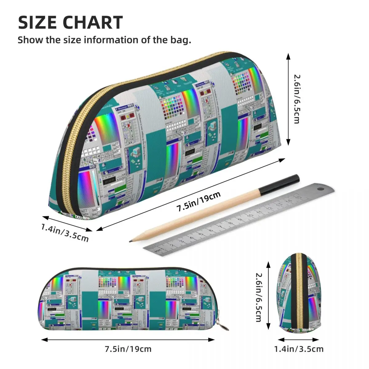Windows 95 Collage Pencil Case Pencil Pouch Storage Stationery Supplies Big Capacity Pen Box Pencil Bag for Boys Girls School