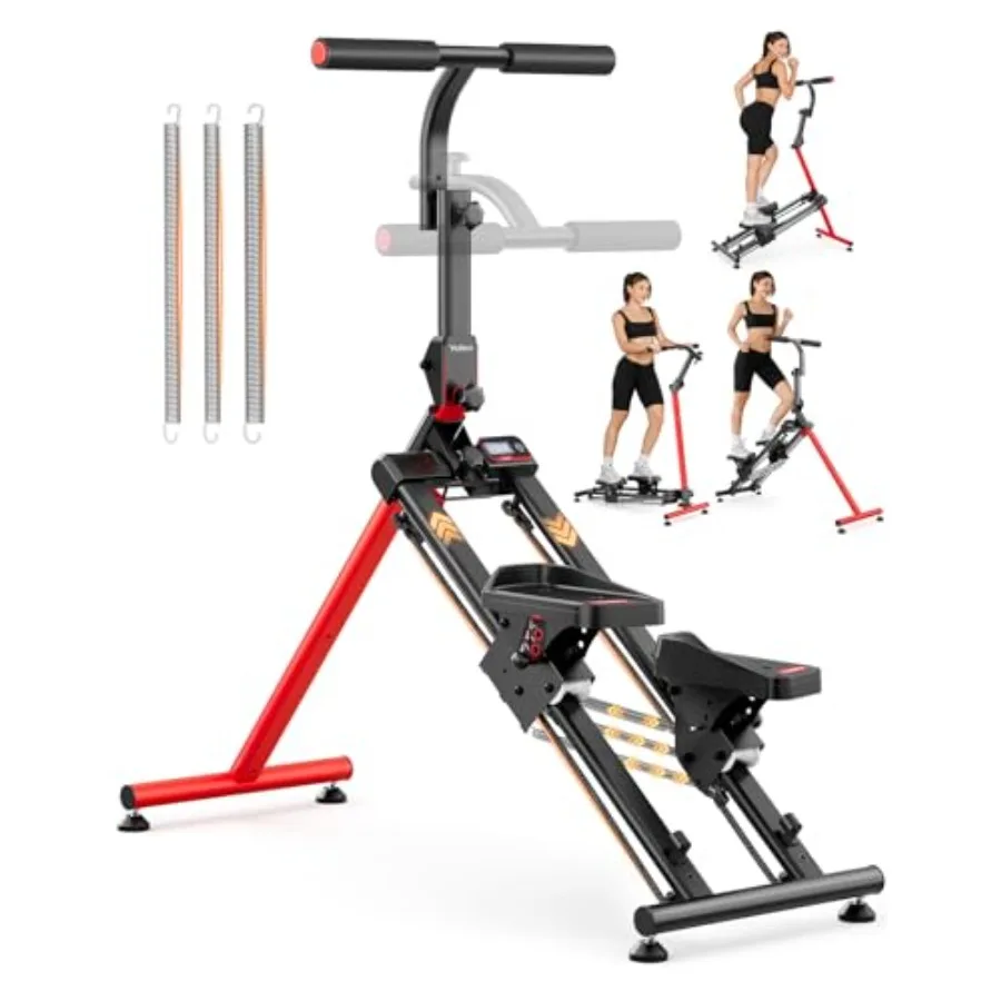 Adjustable Resistance Stair Stepper for Home Gym Use, Heavy-Duty Steel Frame, Black Finish, 3-Mode Folding Design with 660LB We