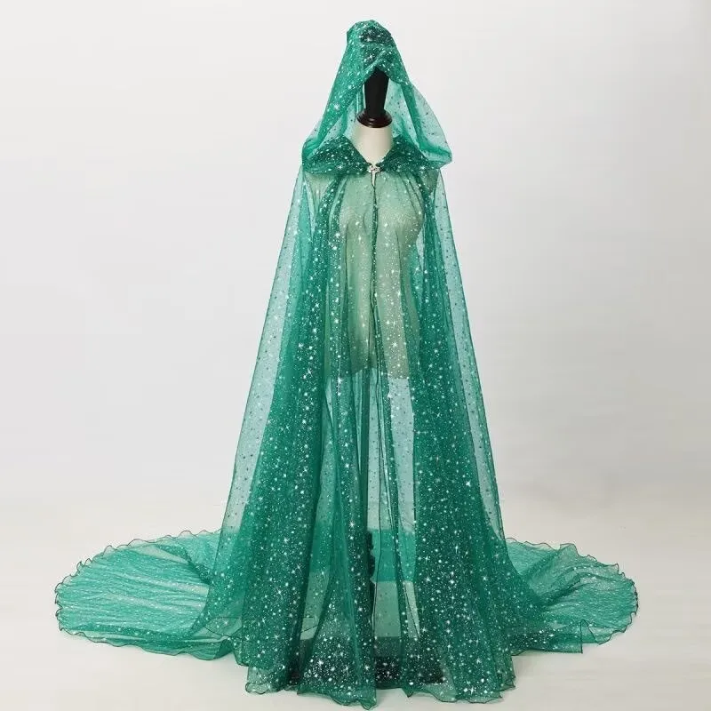 Party Gilding Cloak Hooded Long Gauze Cape