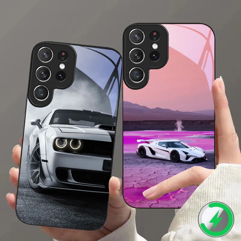 

Retro fashion sports car For Samsung S26 S20Ultra S21 Pro S22 Plus S23 FE S24 Ultra S25 Edge For Magsafe Glass Phone Case