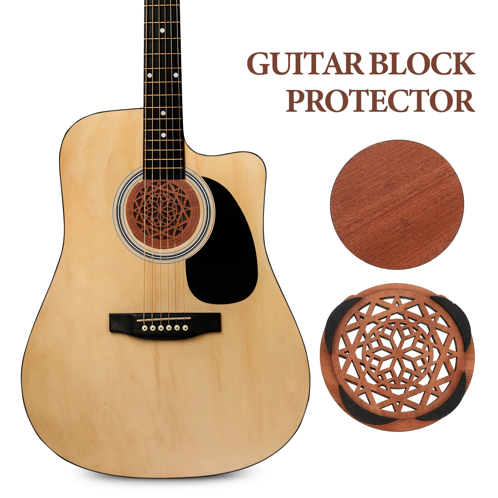 

Wooden Sound Hole Cover Carved Design Durable Feedback Reduction Replacement Part Resonator Screen Electric Parts Accessories