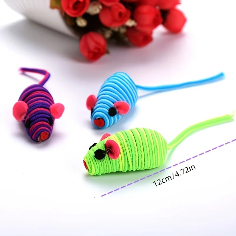 4pcs Random Color Cat Toys, Fun Cat Toys Mice, Hand-Woven Stress Relief Interactive Cat Toys, Chew-Resistant