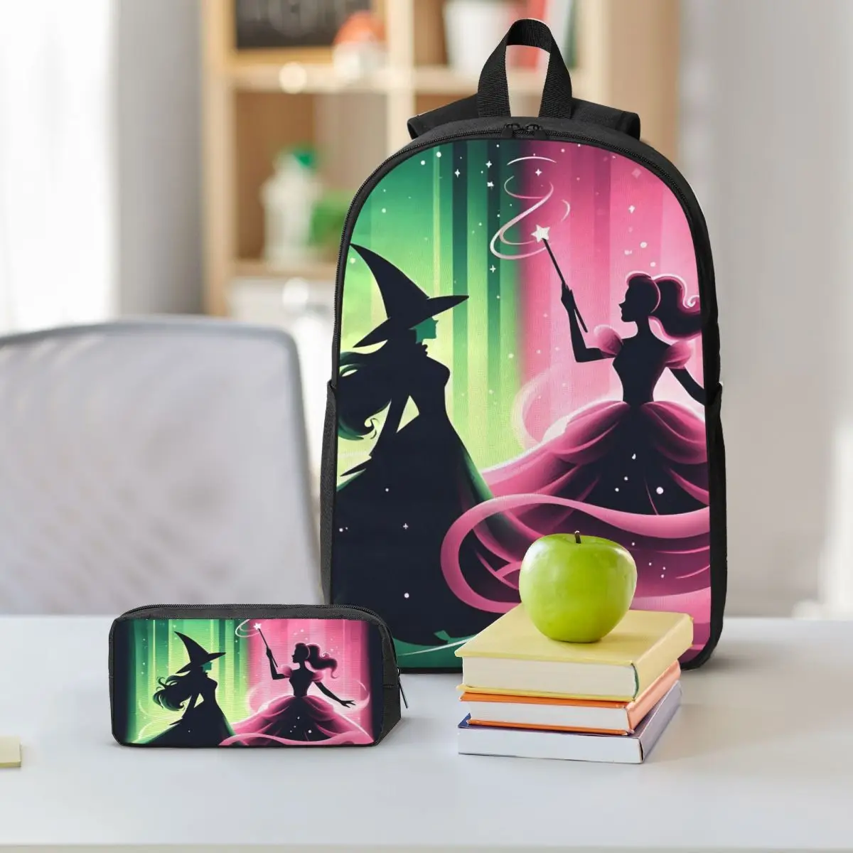 Wicked Movie Gothic Fairy Tale Backpack Student BookBag School Bag Shoulder Bags 3ps Insulated Lunch Bag Pencil Case