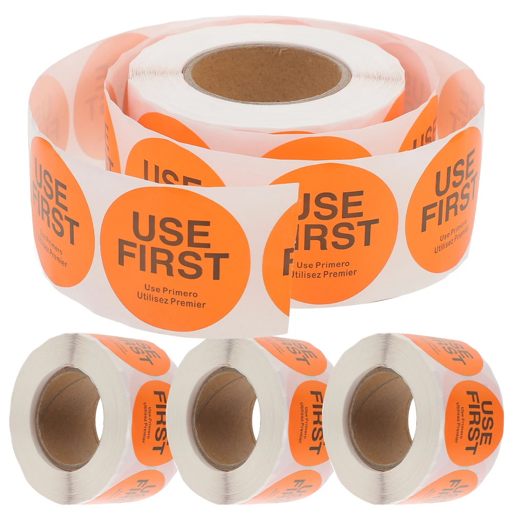 4 Gulungan Label Kontrol Persediaan Stiker Kemasan Makanan Label Dapur untuk Perekat Freezer Restoran Sederhana Pertama