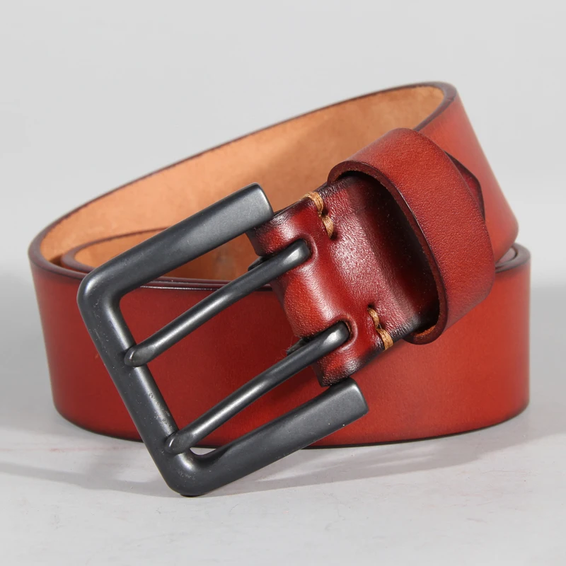 4.4cm Men's Double-hole Cowhide Leather Belt Casual Retro Hand-made Luxury Two-claw Pin Buckle Design Belts Jeans