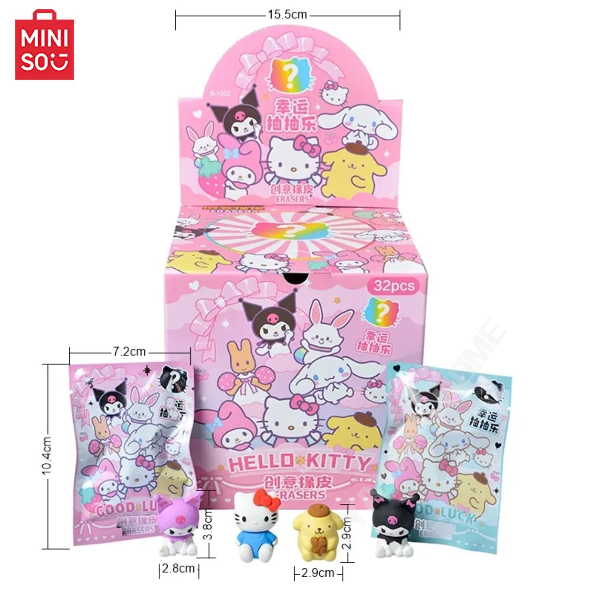miniso-32-pieces-boite-aveugle-anime-sanrio-gomme-point-modele-boite-aveugle-pikachu-figure-dessin-anime-poupee-etudiant-jouet-pour-cadeaux-pour-enfants