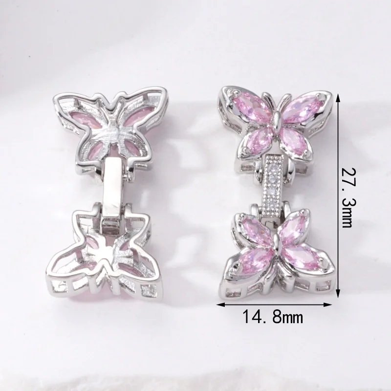 1 Piece Pearl Necklace Connection Buckle Inlaid with Purple Zircon Knot Bow Snap Buckle DIY Jewelry Making Materials Accessories