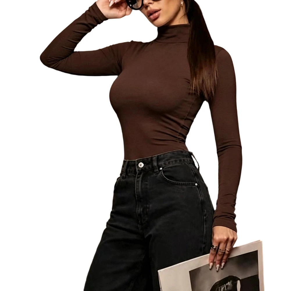 Turtleneck Undershirt Women Turtleneck Tops For Layering Under Coat High Elasticity Fabric Regular Clothing Length