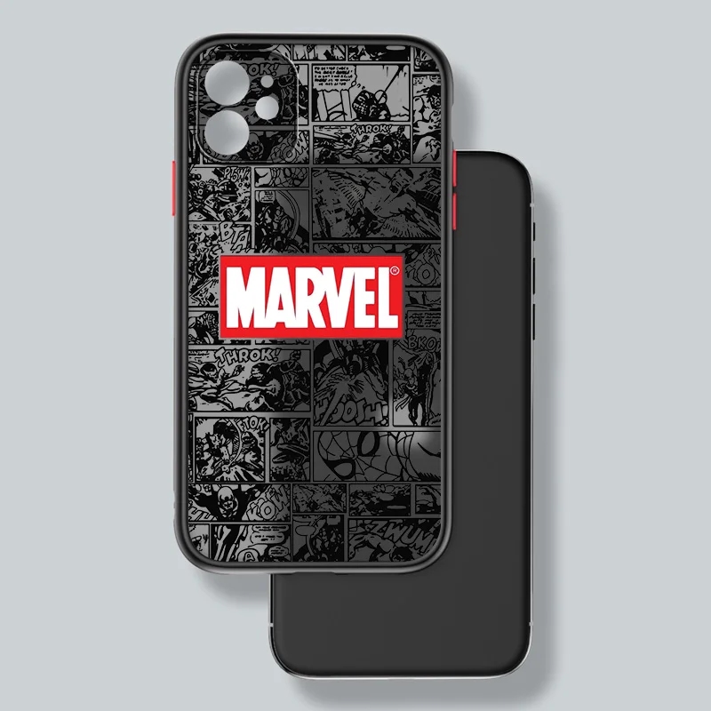 Marvel Spiderman Avengers For Apple iPhone 15 14 13 12 mini 11 XS XR X 8 7 Pro Max Plus TPU Frosted Translucent Phone Case