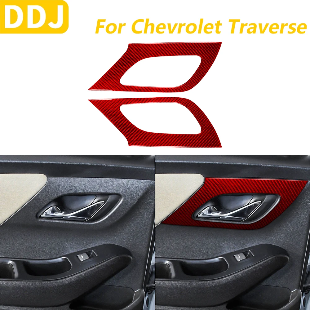 

Для Chevrolet Traverse RS LT 2018-2023 красная панель ручки задней двери из углеродного волокна объемная крышка декоративные автомобильные аксессуары наклейка