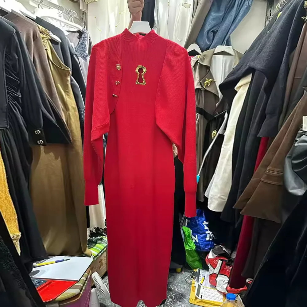 TWOTWINSTYLE 無地 スプライス ショール シック ドレス 女性用 タートルネック ノースリーブ スリム エレガント ストリートウェア レディース ワンピース ファッション 新作