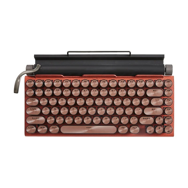 Retro Typewriter Keyboard Wireless Bluetooth Keyboard USB Mechanical Punk Keycaps for Desktop PC/Laptop/Phone Orange