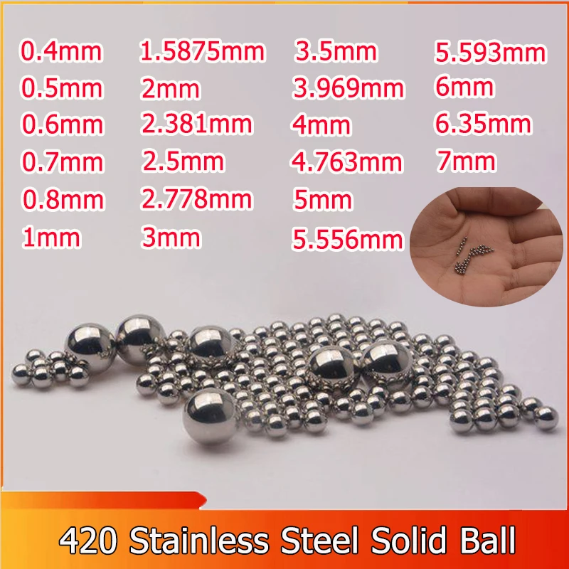 

100~1000pcs 0.4~7mm 420 Stainless Steel Solid Ball Precision Bearing Steel Round Smooth Roller Balls