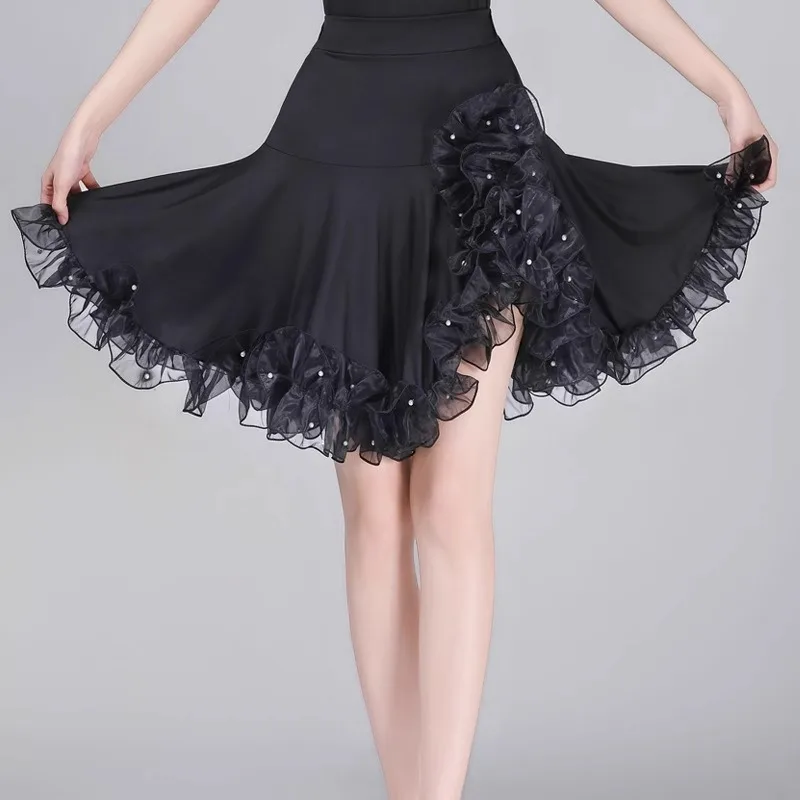 Customized Adult Latin Dance for Dress Modern Ballroom Dance Big Swing Half Body Skirt Three-step Stepping Gitaba Dance Skirt