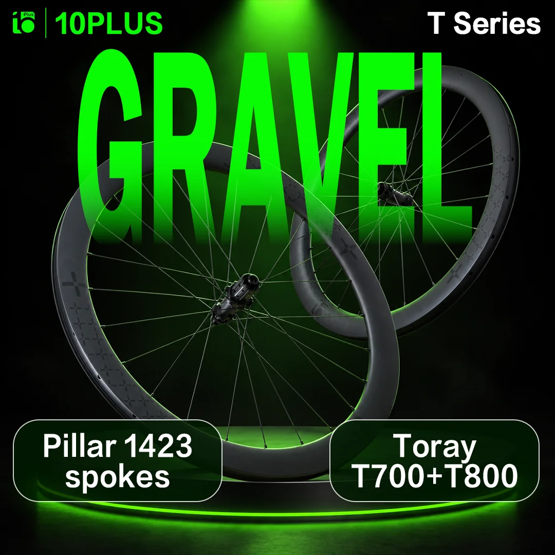 Zestaw kół 10PLUS Gravel Carbon 700C, hamulce tarczowe, gotowe do montażu bezdętkowego, system Center Lock, 36T, mechanizm zębatkowy, 38mm, 45mm, 1423 szprychy