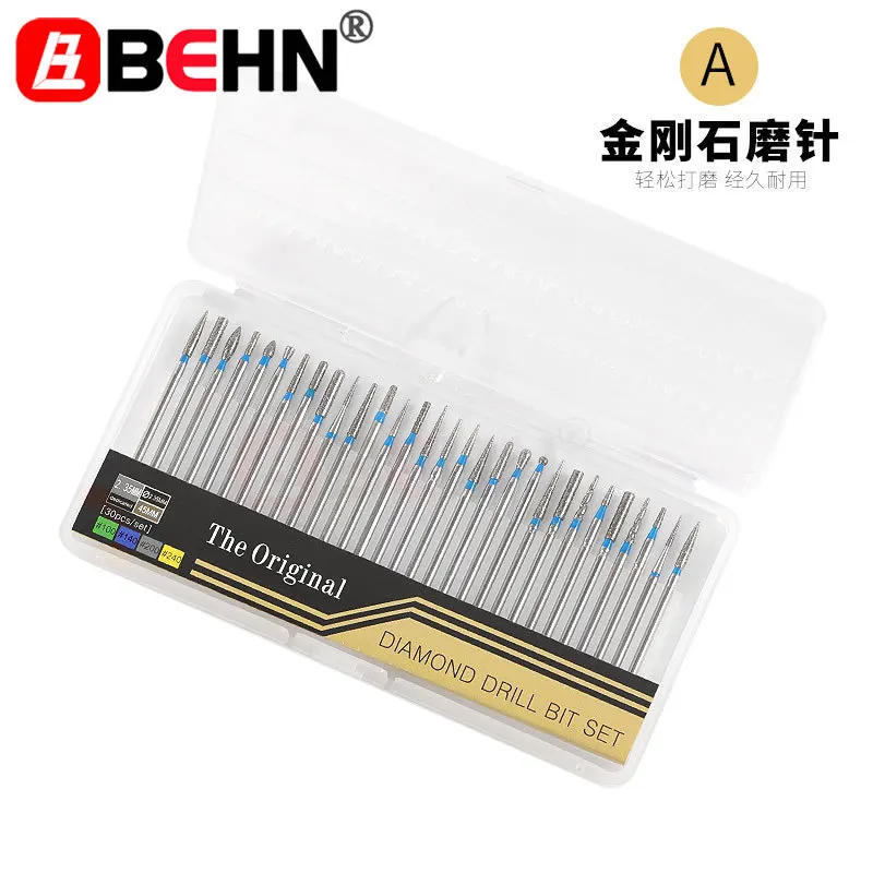 30pcs/box Dental Diamond Burs Polishing Grinding Drill Low Speed Tool Set Millers Tooth Drill Jewelers Rotary Dentistry Supplie