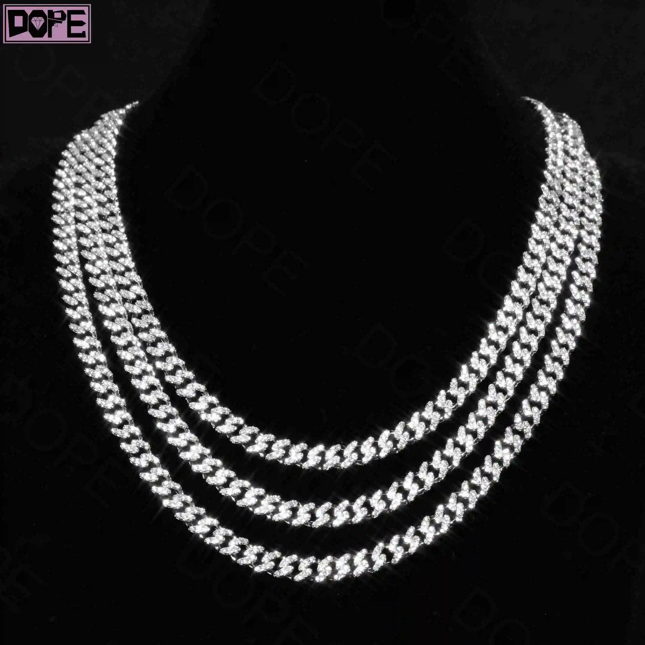 6mm Wholesale Cuban Link Chain Hip Hop Iced Out Men Small Size 925 Silver VVS Miami Moissanite Cuban..